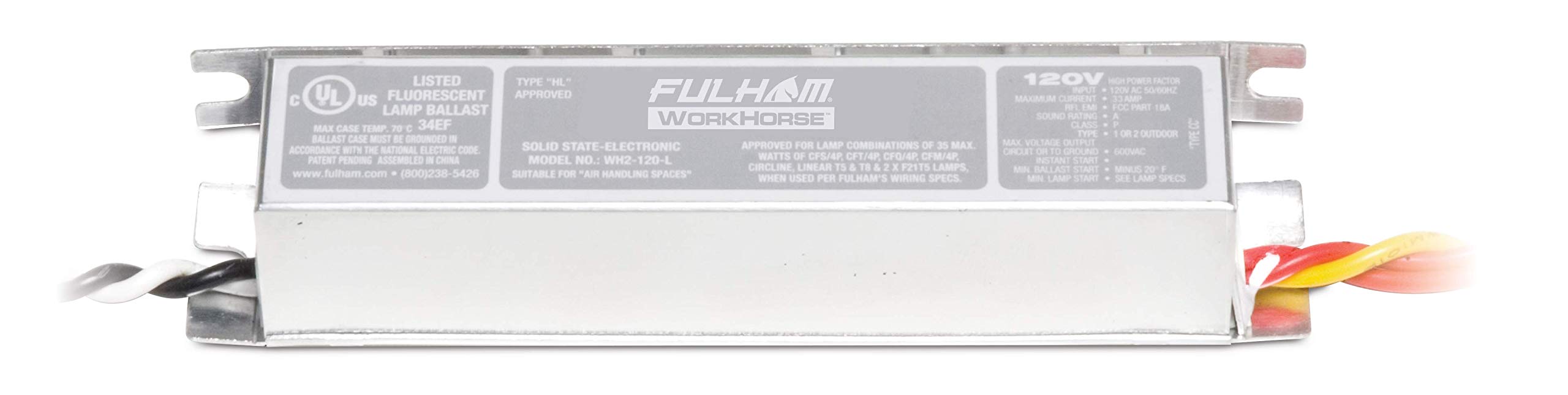 Fulham Lighting Wh2-120-L Workhorse 2 Adaptable Electronic Fluorescent Lamp Ballast, 1 Count (Pack Of 1), Silver